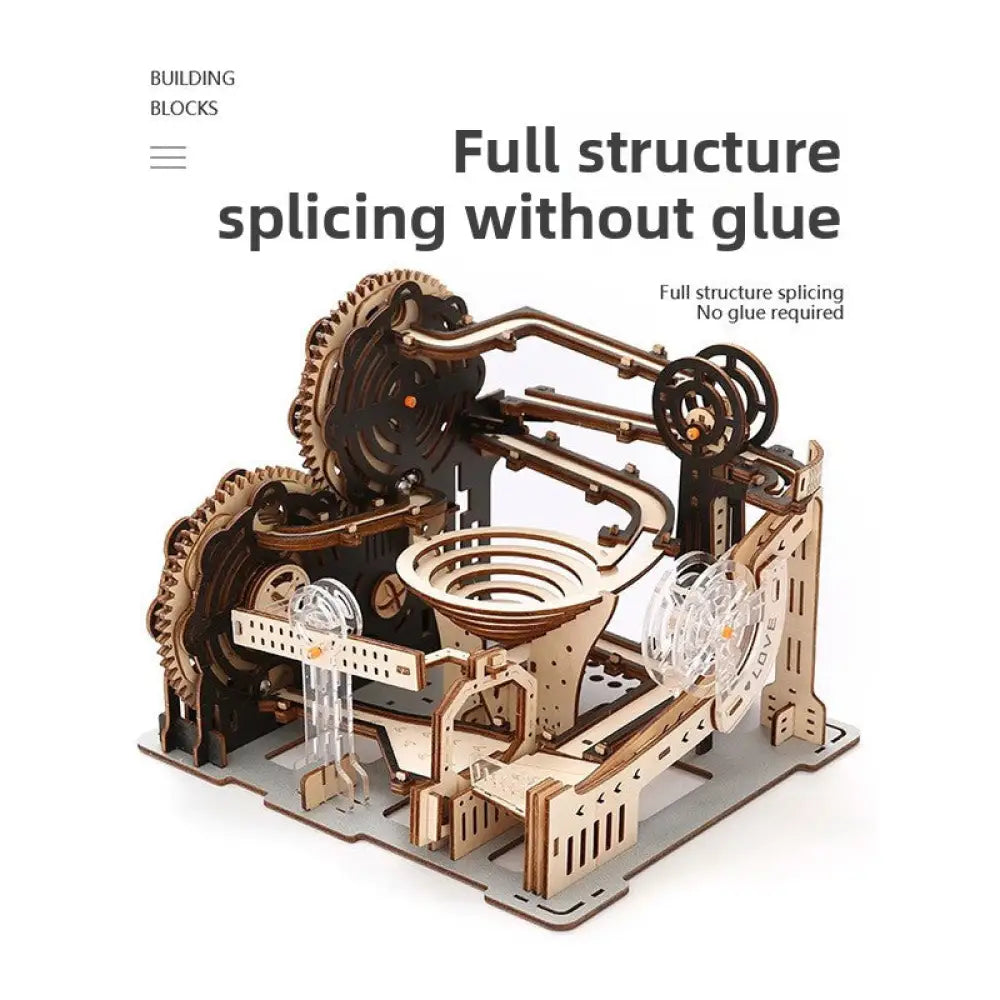 3D Wooden Mechanical Ball Track Puzzle DIY Marble Run Simulation Model Educational Toy - Toys & Collectibles