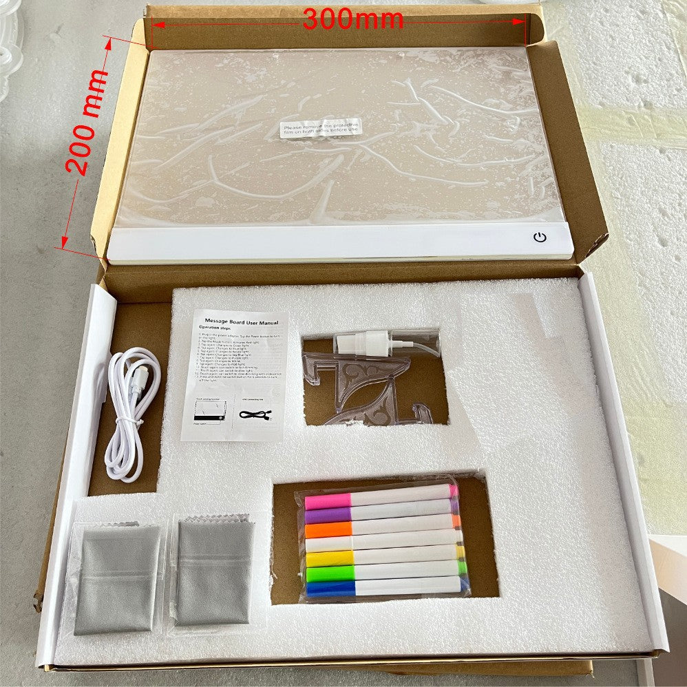 Reusable LED Acrylic Drawing Board for Kids - Touch-Control Light-Up Writing Tablet with 7 Colored Pens, Creative Educational Art Board