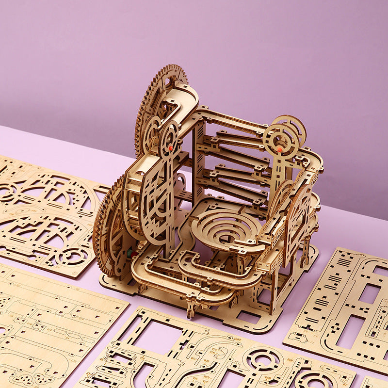 3D Wooden Marble Maze Puzzle DIY Educational Marble Run Assembly Toy for Kids