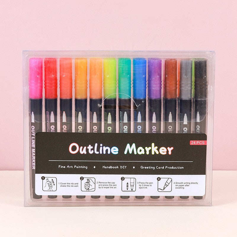 Dual-Tip Fluorescent Marker Set - 36 Vibrant Colors for Art, Journaling, and Highlighting