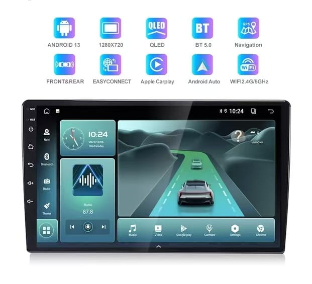 9-10’’ Android Car Navigation System GPS + Wireless CarPlay Touchscreen Universal Fit