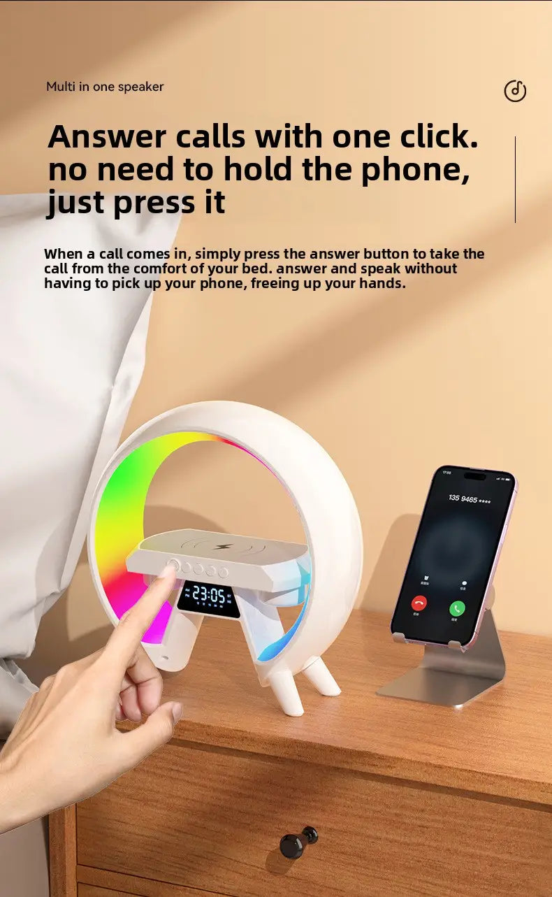 15W Bluetooth Speaker Wireless Charger Alarm Clock Night Light 2.1 Sound