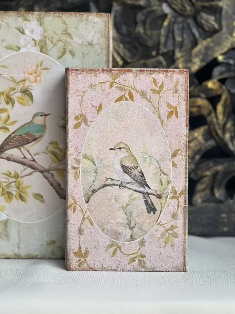 Vintage Botanical and Bird Decorative Book Storage Box Set - D8148 - Home Decor