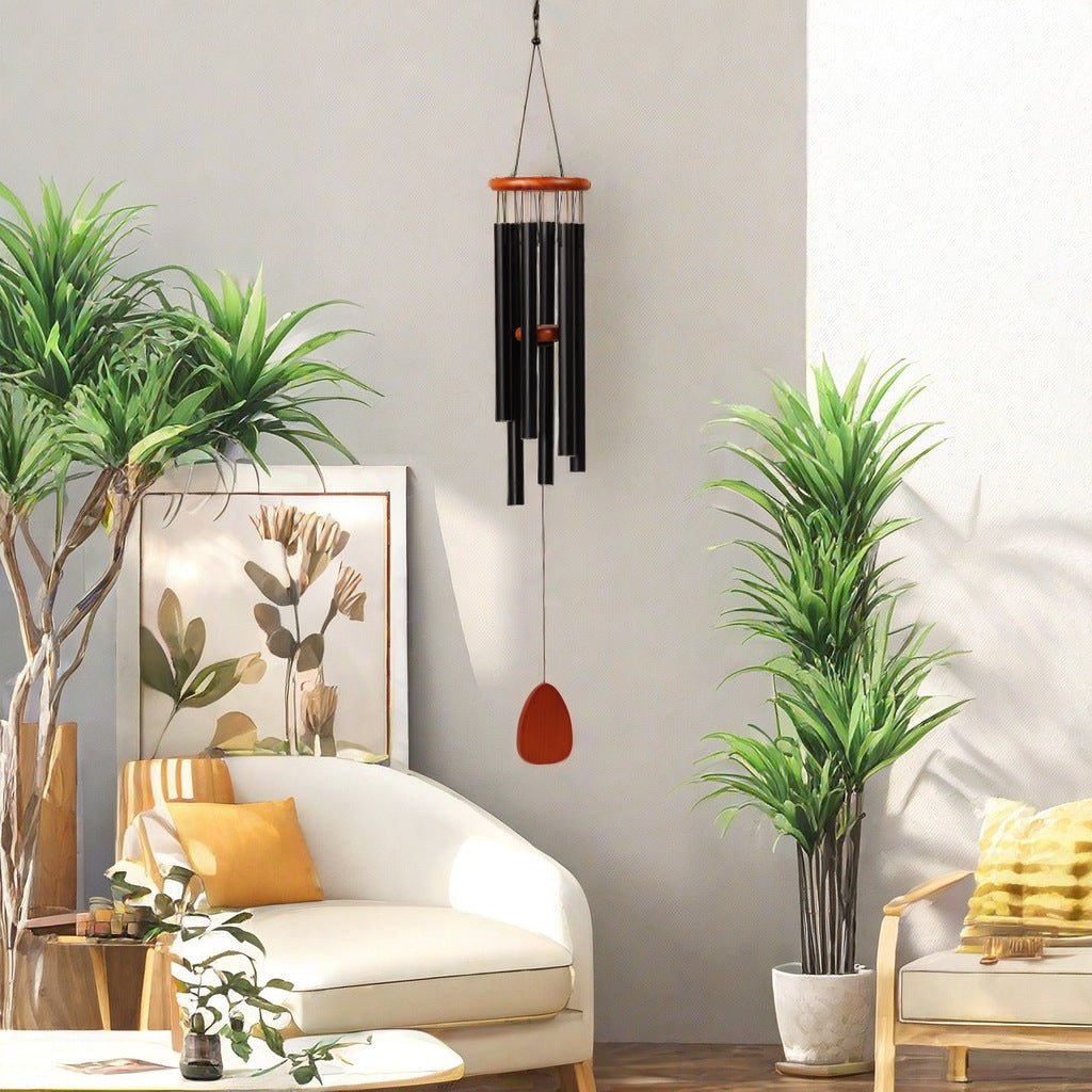 Personalized Aluminum Wind Chimes - 6 Tube Outdoor Hanging Chime with Deep Resonant Sound