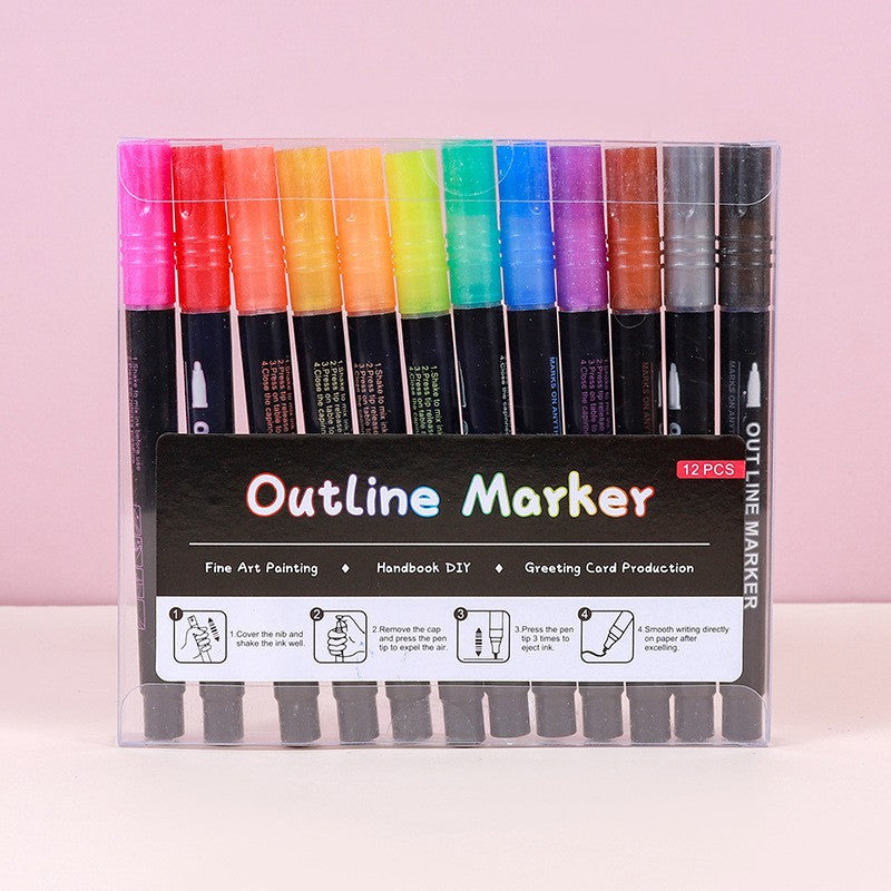Dual-Tip Fluorescent Marker Set - 36 Vibrant Colors for Art, Journaling, and Highlighting