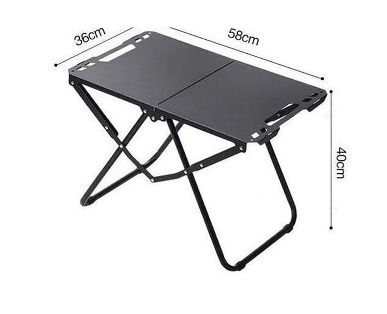 Portable Tactical Folding Camping Table - Heavy-Duty Iron Frame Outdoor Picnic Table with Storage Bag & Optional Light