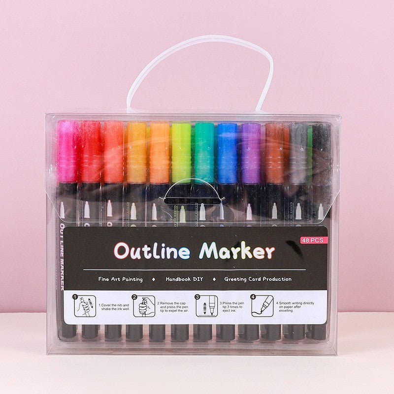 Dual-Tip Fluorescent Marker Set - 36 Vibrant Colors for Art, Journaling, and Highlighting