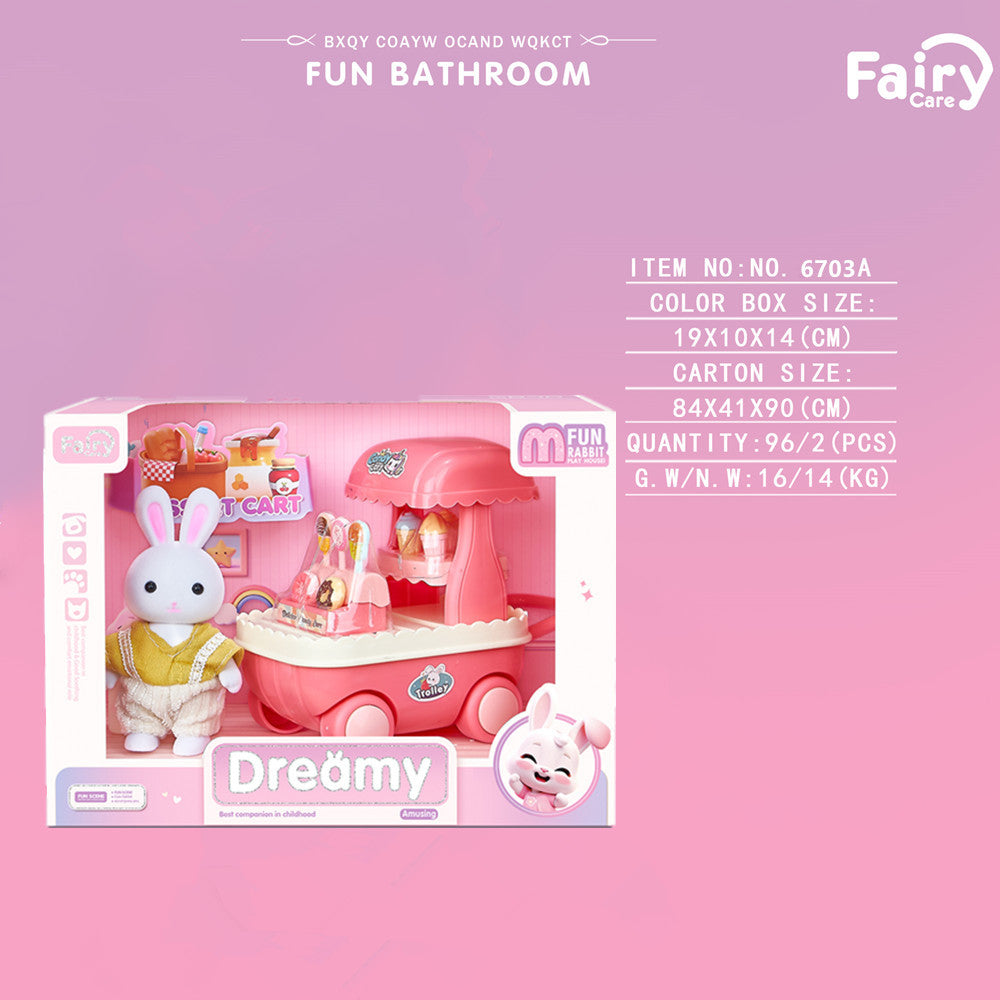 Rabbit-Themed Miniature Dressing Table Playset for Kids Imaginative Role-Play Toys