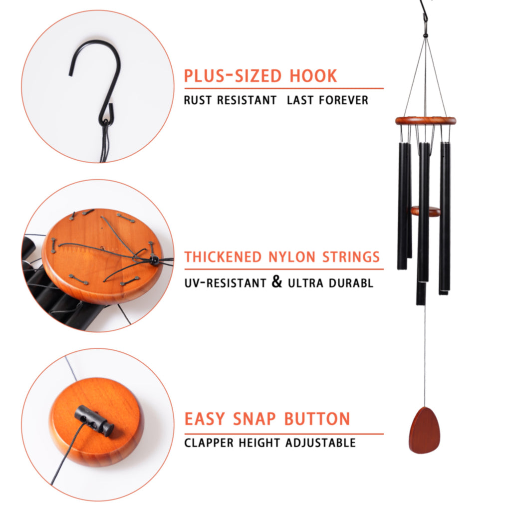 Personalized Aluminum Wind Chimes - 6 Tube Outdoor Hanging Chime with Deep Resonant Sound