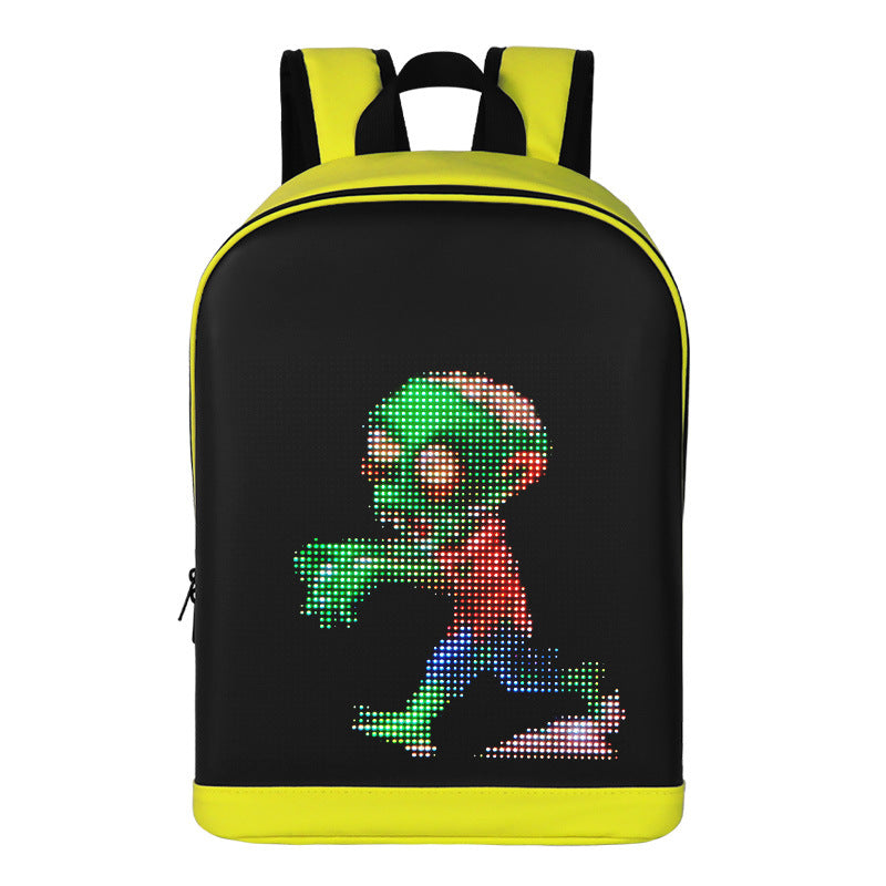 Smart LED Display Backpack Waterproof PU Laptop Bag for Travel, Advertising & Daily Use