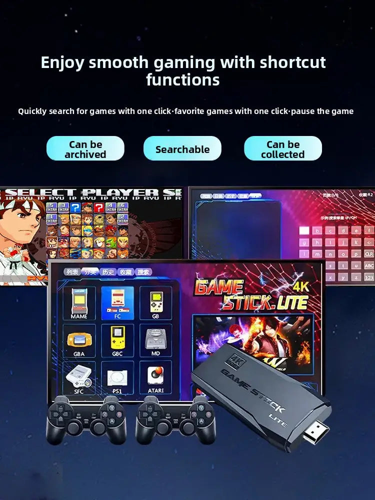 4K Retro Game Console with 2 Wireless Controllers - 40,000+ Classic Games HDMI TV Plug & Play (32G/64G/128G) - Gaming