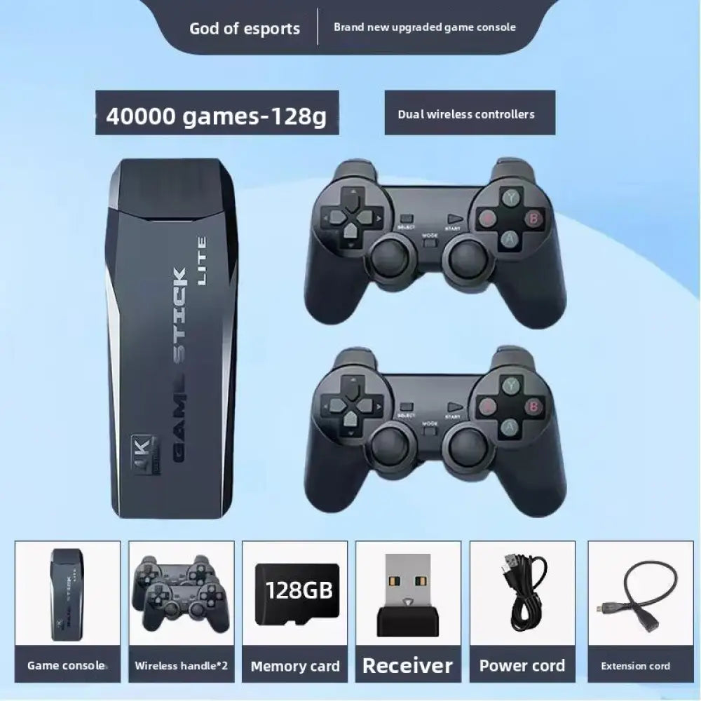 4K Retro Game Console with 2 Wireless Controllers - 40,000+ Classic Games HDMI TV Plug & Play (32G/64G/128G) - CN