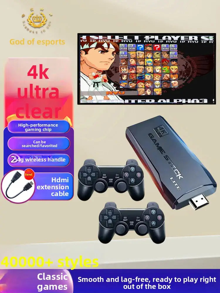 4K Retro Game Console with 2 Wireless Controllers - 40,000+ Classic Games HDMI TV Plug & Play (32G/64G/128G) - Gaming