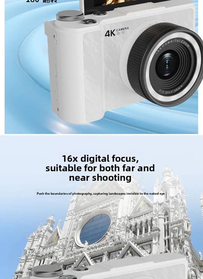 14MP Digital Camera with 3.0’’ Rotating Screen - HD Selfie Camera with 3x Zoom for Students & Travel