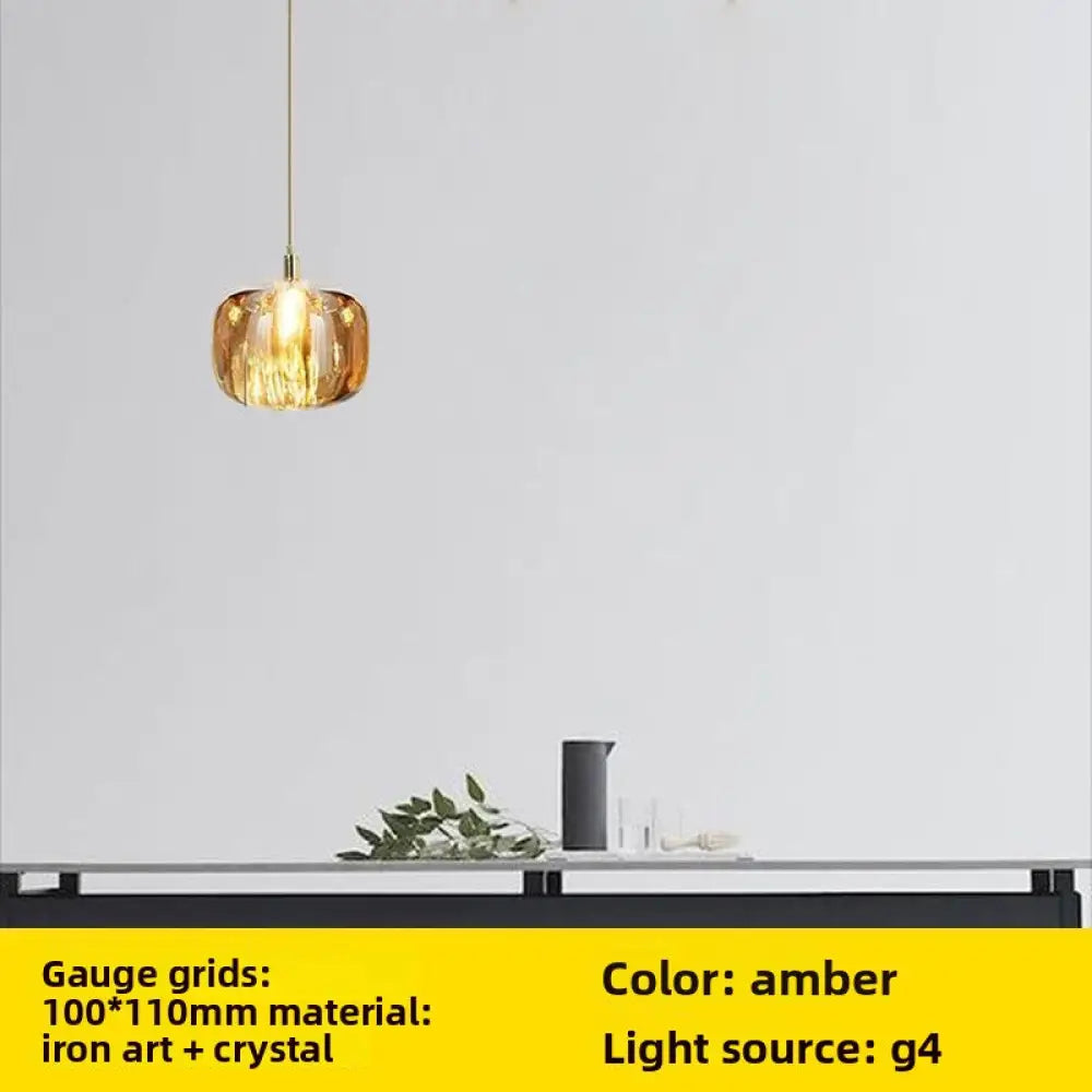 Modern Smart Crystal Pendant Light in Amber and Silver finishes - Small Single Head Amber - Home Decor