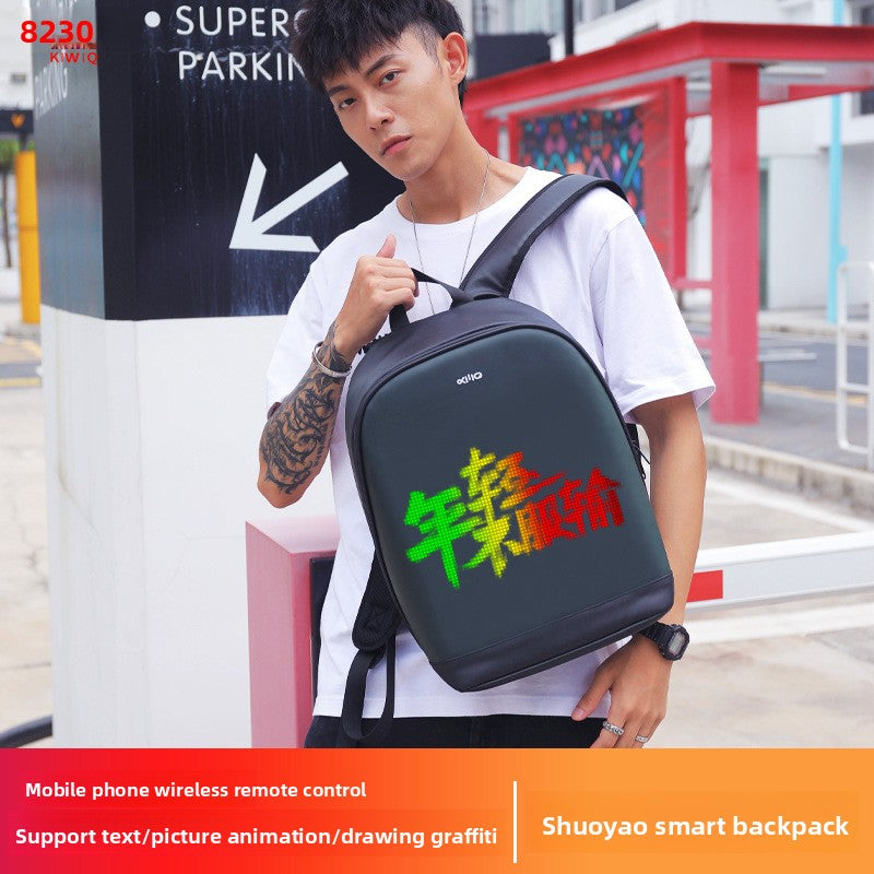 Smart LED Display Backpack Waterproof Laptop Travel Bag