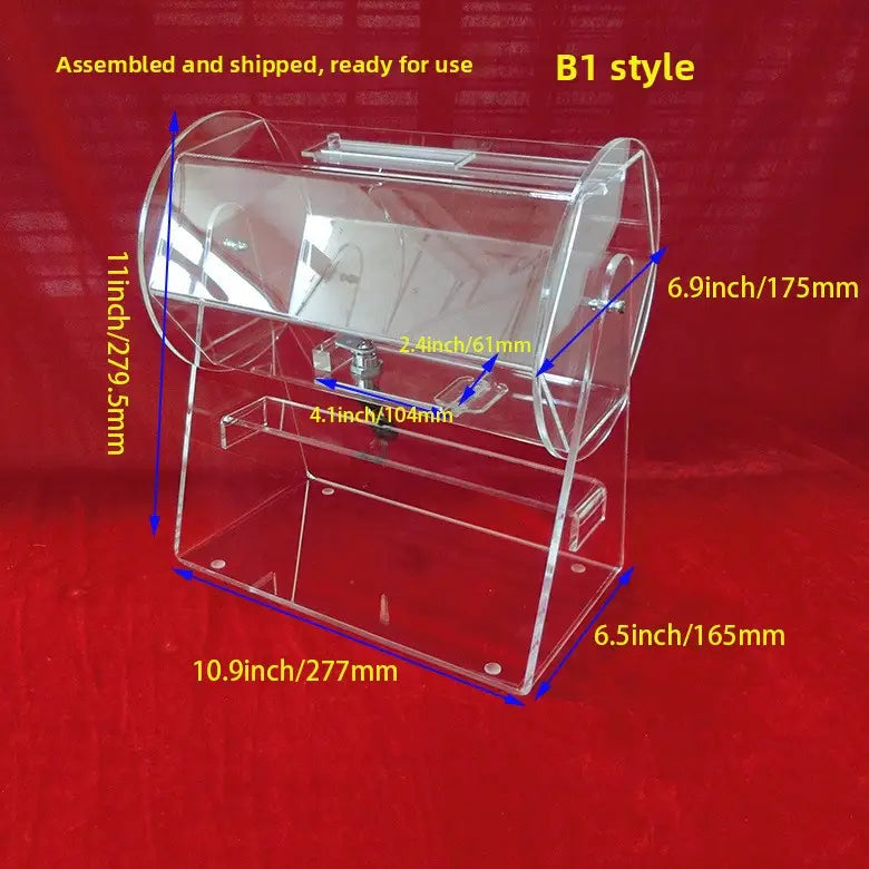 Clear Acrylic Lottery Drum Raffle Drawing Machine Transparent Rotating Ball Box