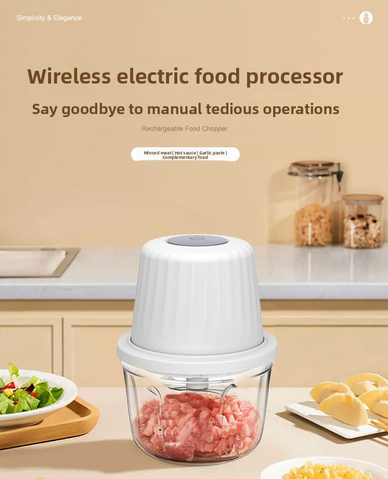 Portable Electric Food Chopper and Mini Garlic Processor