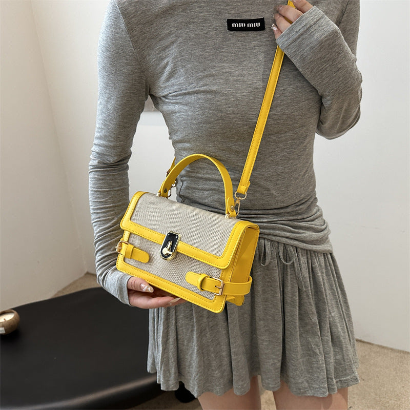 Small Square Bag Trendy Color-Block Crossbody for Summer