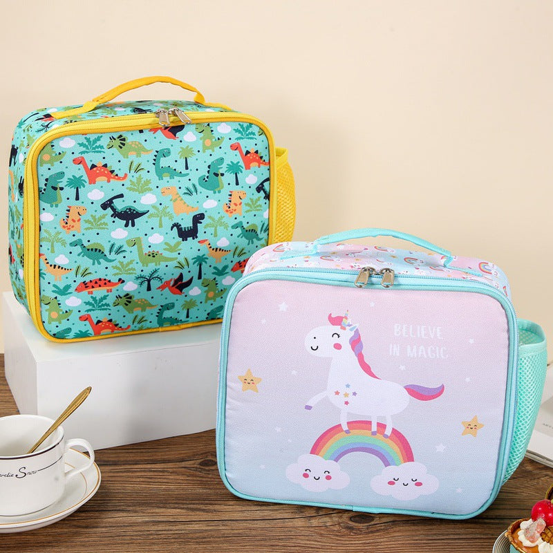 Insulated Kids Lunch Bag Dinosaur & Unicorn Cartoon Thermal Lunch Tote