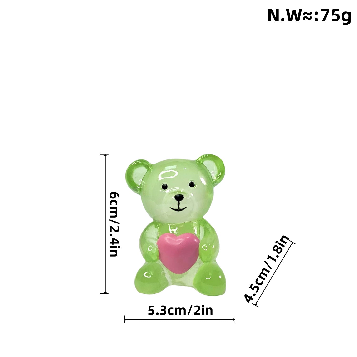 Heart Bear Resin Ornament Transparent Decorative Gift for Home & Parties