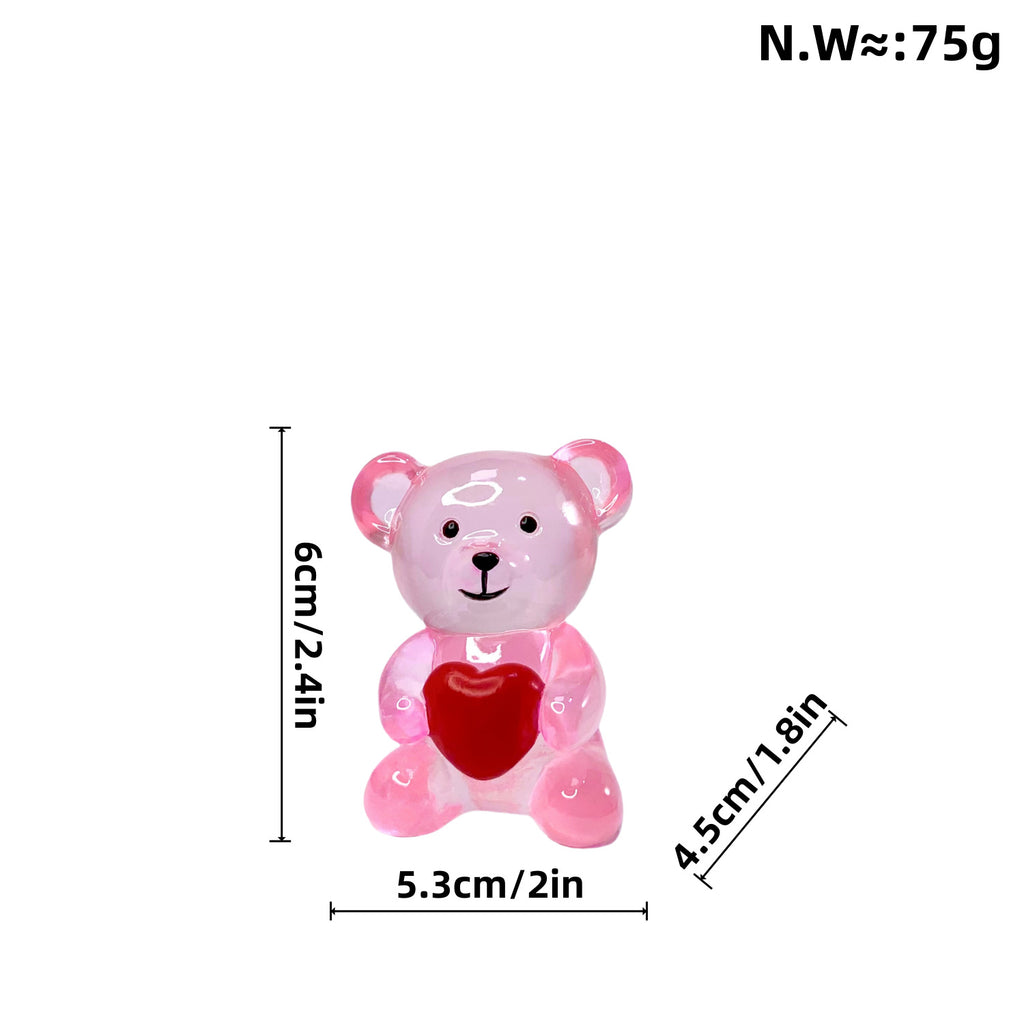 Heart Bear Resin Ornament Transparent Decorative Gift for Home & Parties