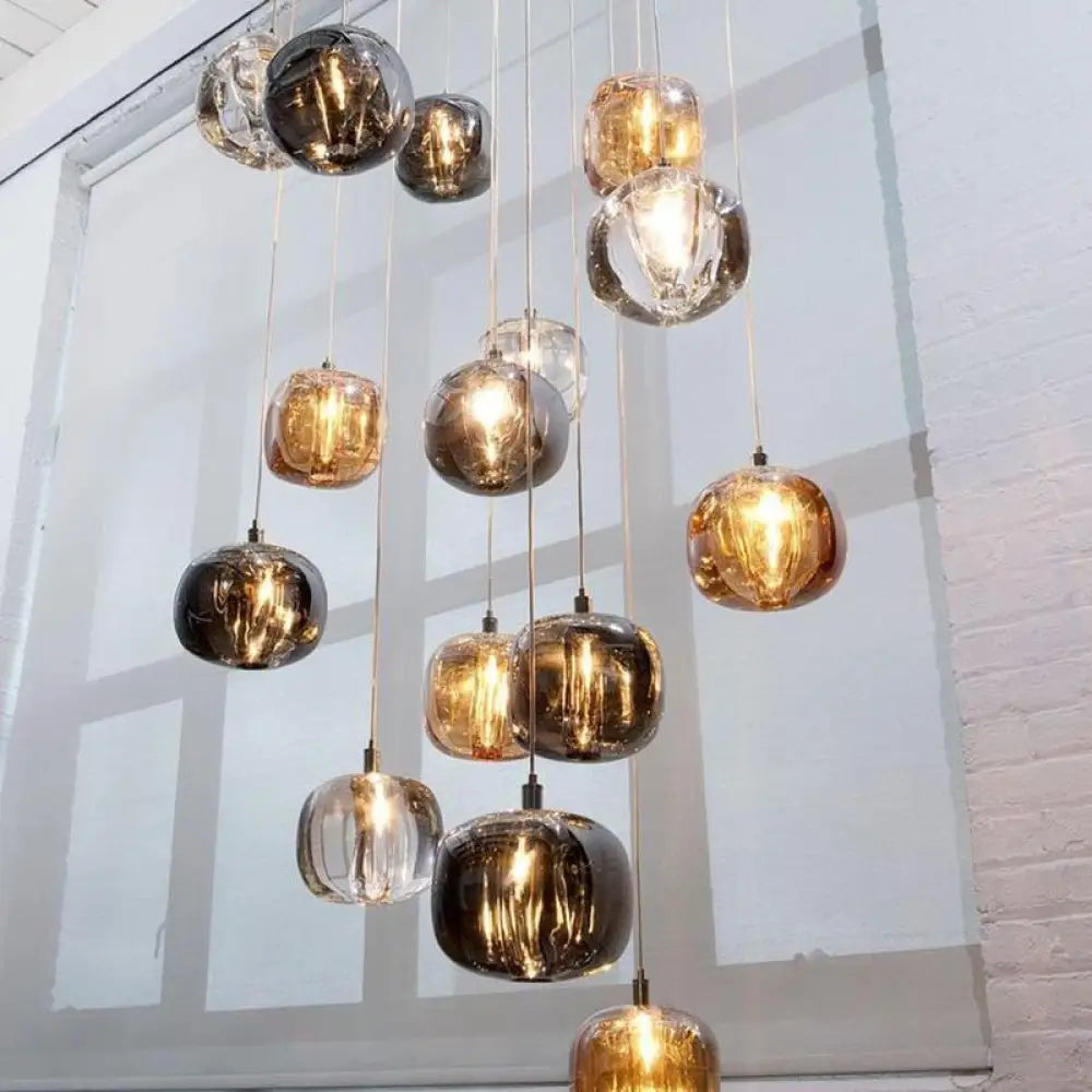Modern Smart Crystal Pendant Light in Amber and Silver finishes - Home Decor