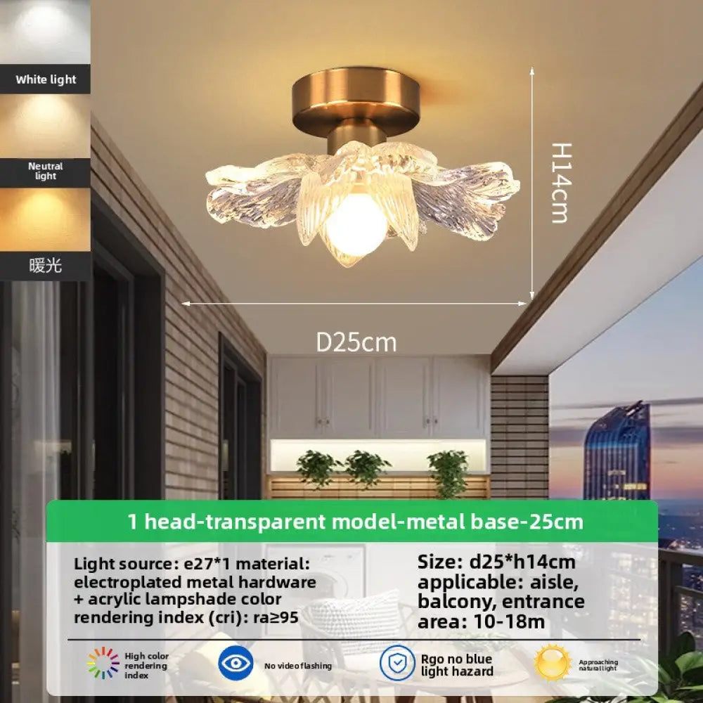 Mid Century Nordic LED Ceiling Light with Scalloped Glass Shades - A4 Clear Shade Electroplated Base / Full Spectrum