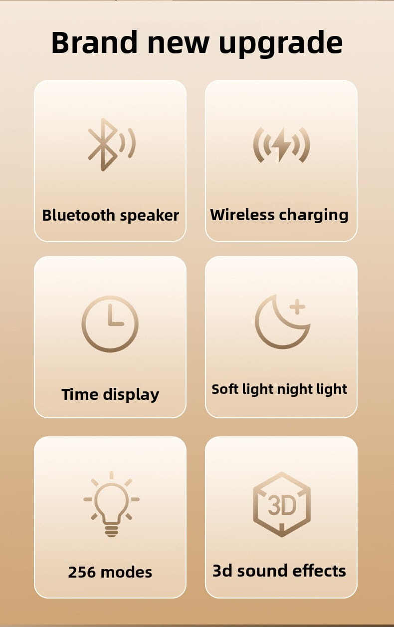 15W Bluetooth Speaker Wireless Charger Alarm Clock Night Light 2.1 Sound