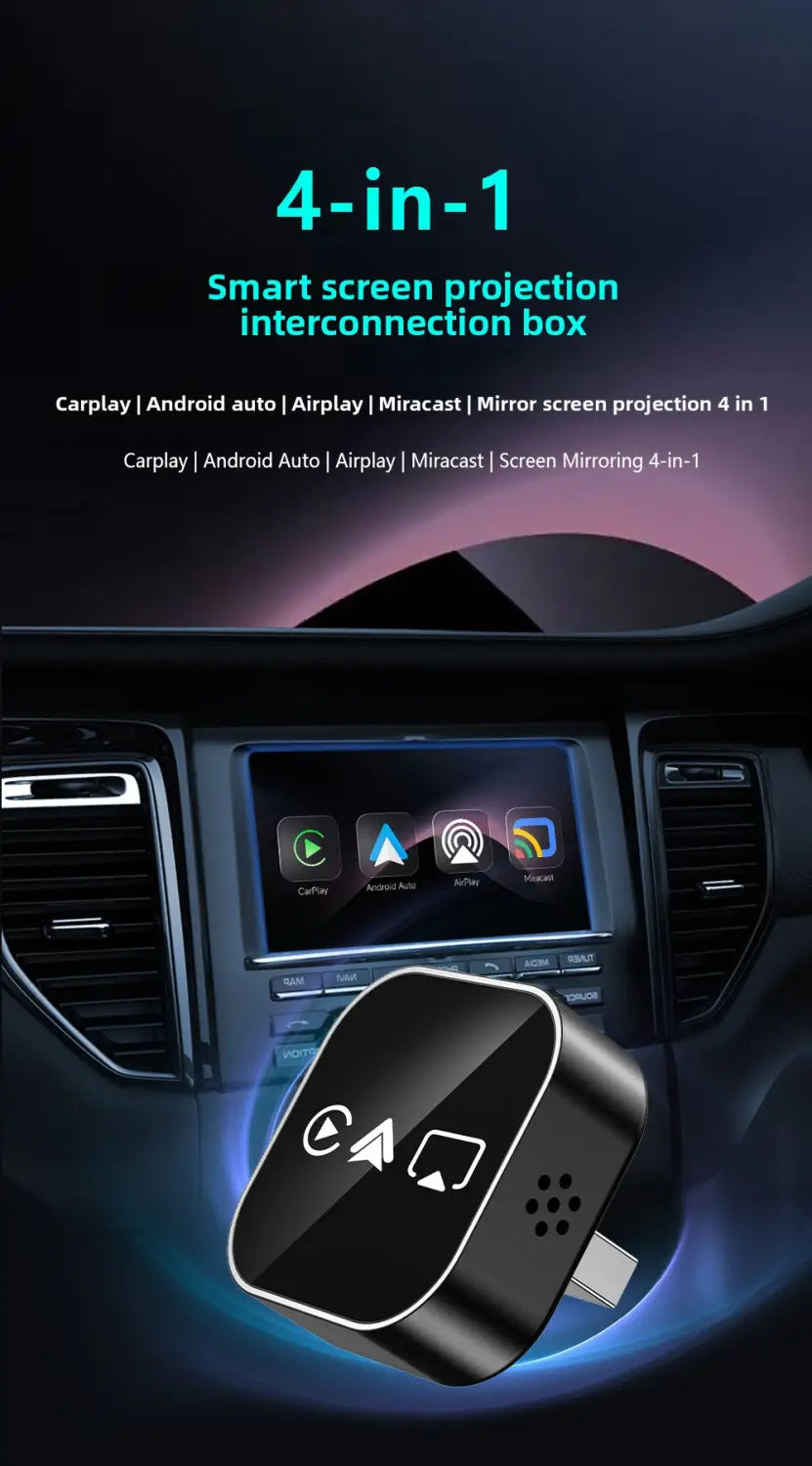 Wireless CarPlay & Android Auto Adapter 1080P USB Plug & Play Converter for iOS & Android