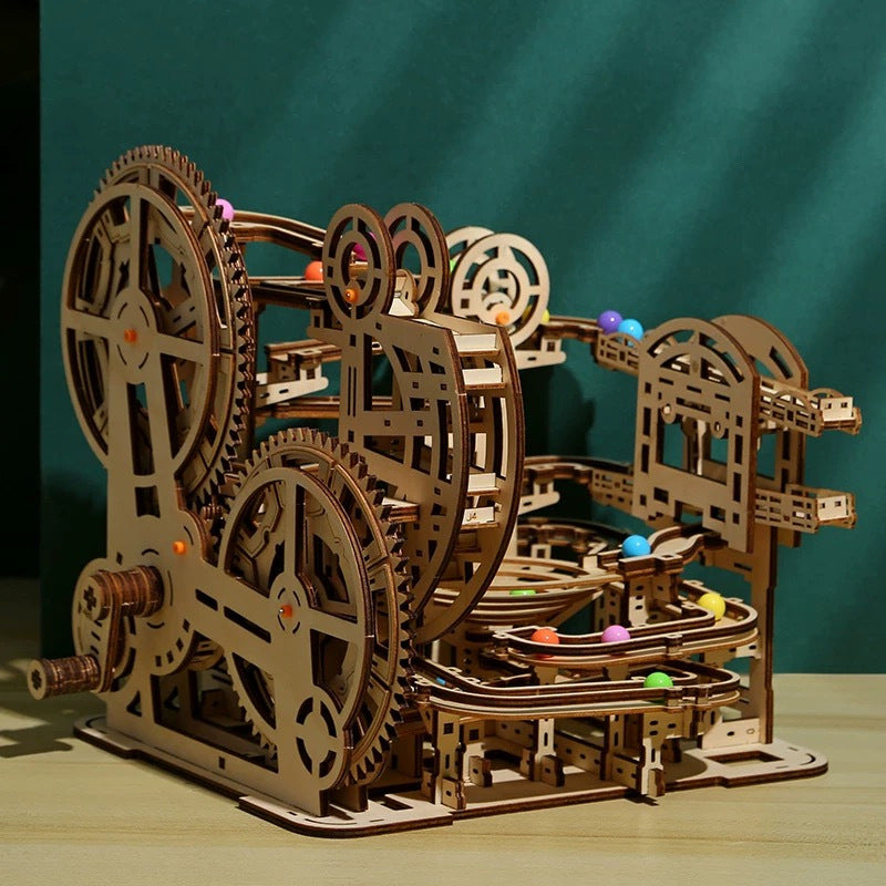 Wooden 3D Marble Run Puzzle Maze DIY Educational Track Building Game for Teens and Adults