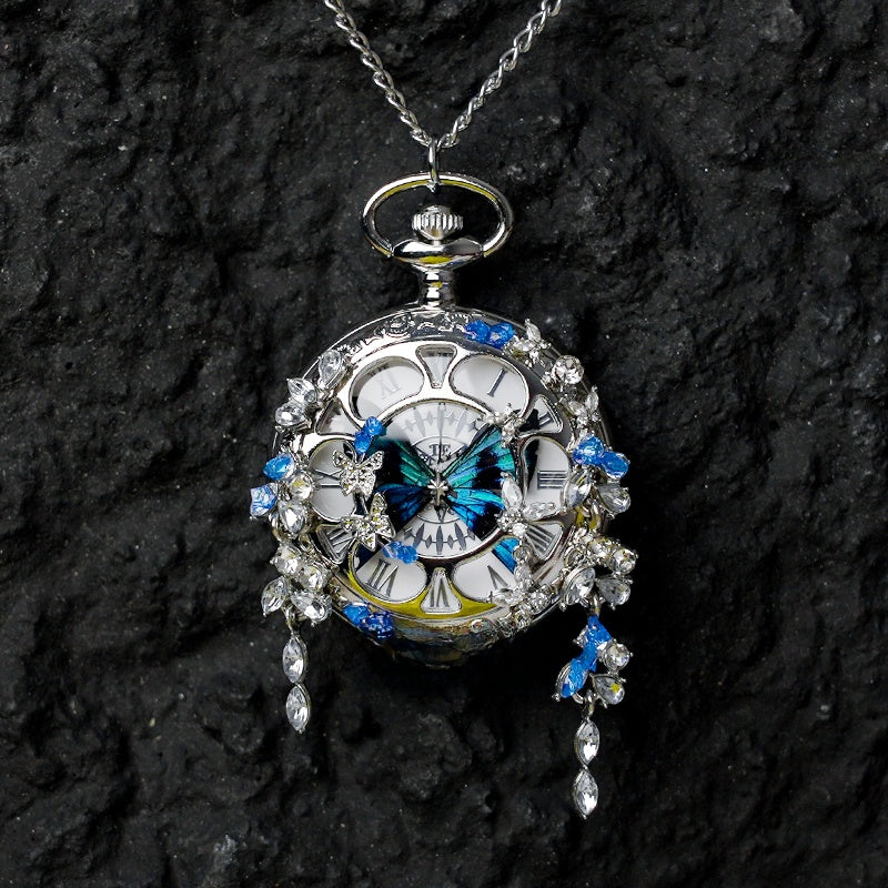 Real Butterfly Pocket Watch - Preserved Specimen Decorative Electronic Pocket Watch Gift