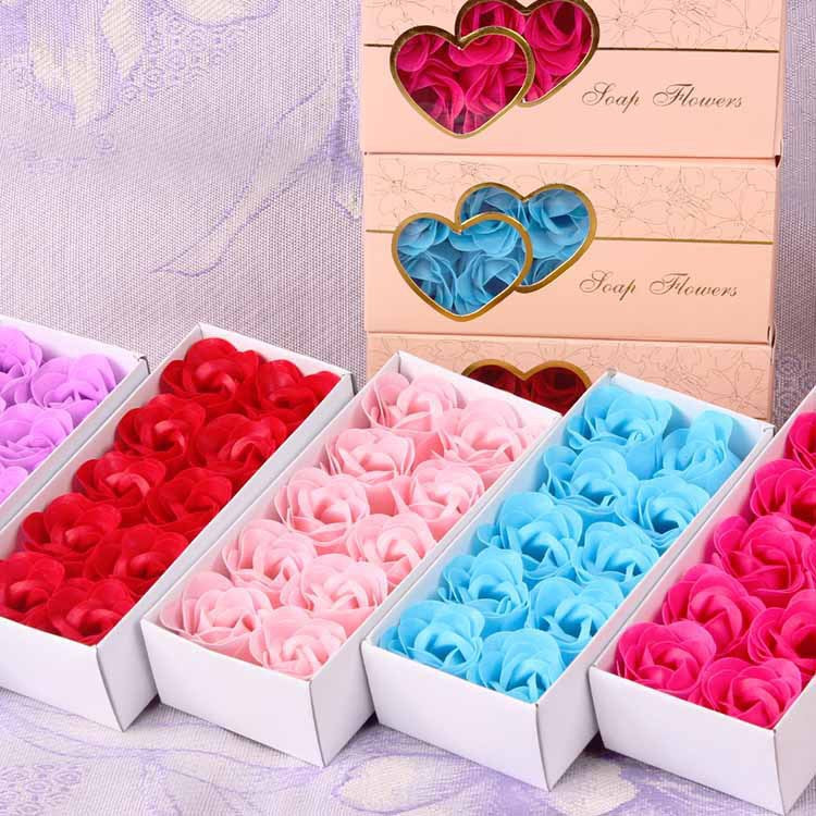 Double Heart Rose Soap Flowers Gift Box Scented Eternal Soap Roses for Valentines Day & Christmas