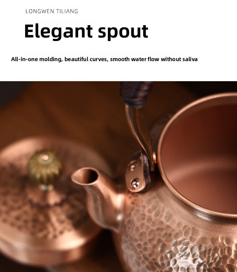 Handcrafted Pure Copper Tea Kettle - Retro Hammered Boiling Water Pot (600ml-1800ml)