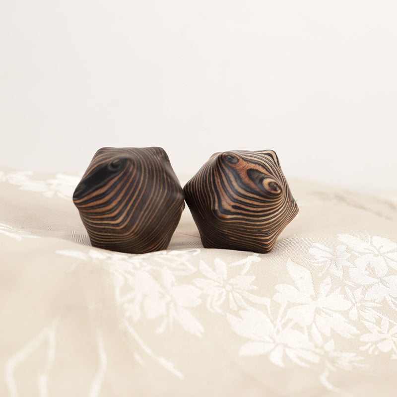 Zebra Wood Six-Pointed Star Hand Massage Ball - Acupressure Therapy & Stress Relief Tool