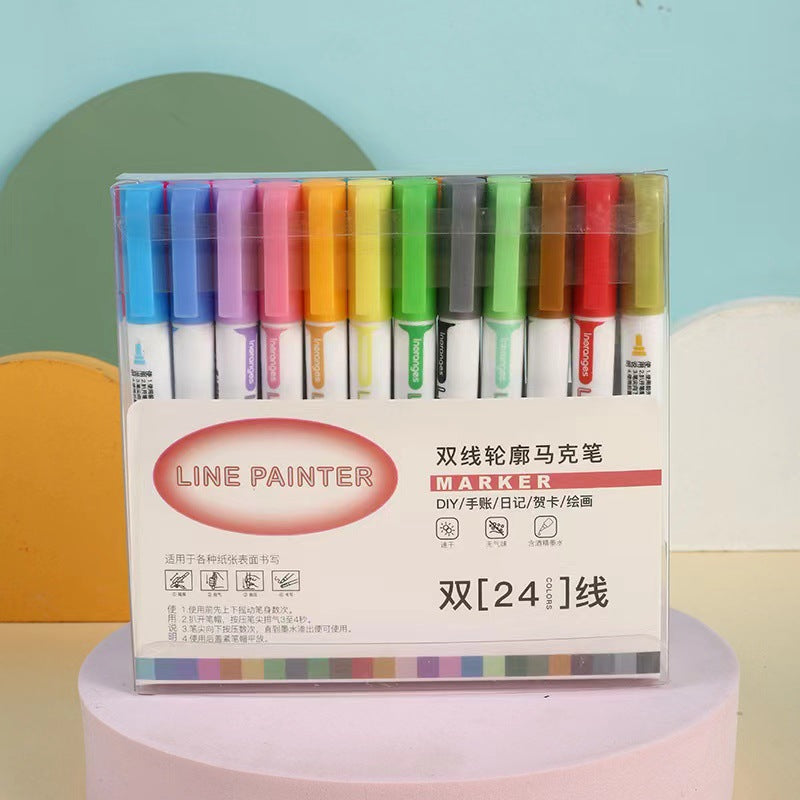 Dual-Tip Fluorescent Marker Set - 36 Vibrant Colors for Art, Journaling, and Highlighting