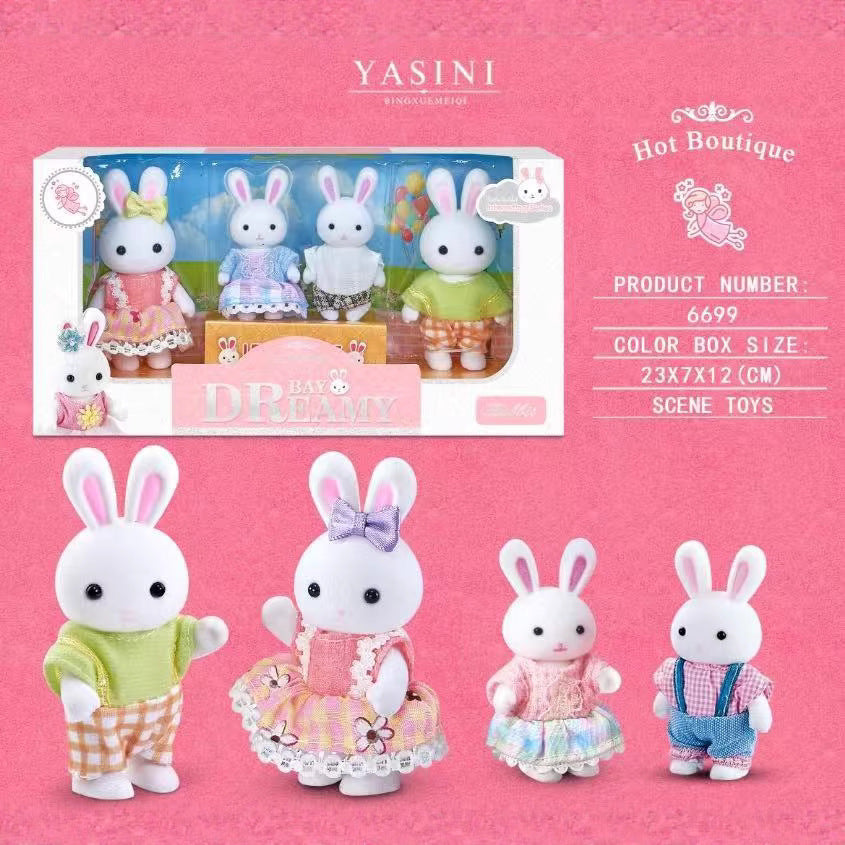 Rabbit-Themed Miniature Dressing Table Playset for Kids Imaginative Role-Play Toys