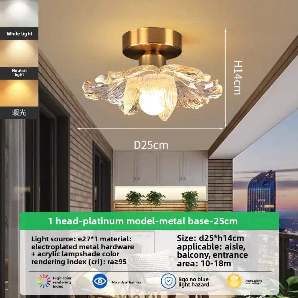 Mid Century Nordic LED Ceiling Light with Scalloped Glass Shades - A3 Platinum Shade Electroplated Base / Full Spectrum