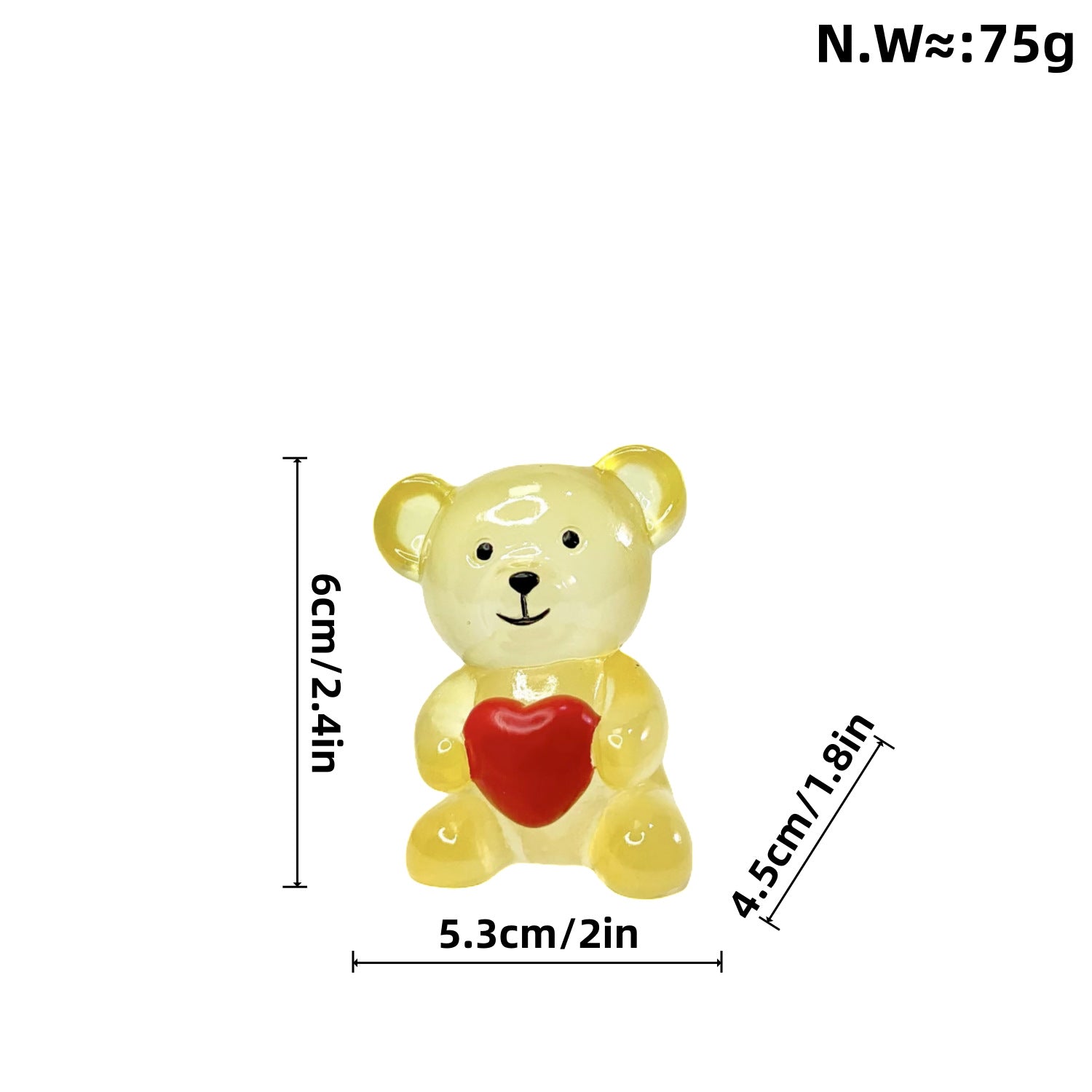 Heart Bear Resin Ornament Transparent Decorative Gift for Home & Parties