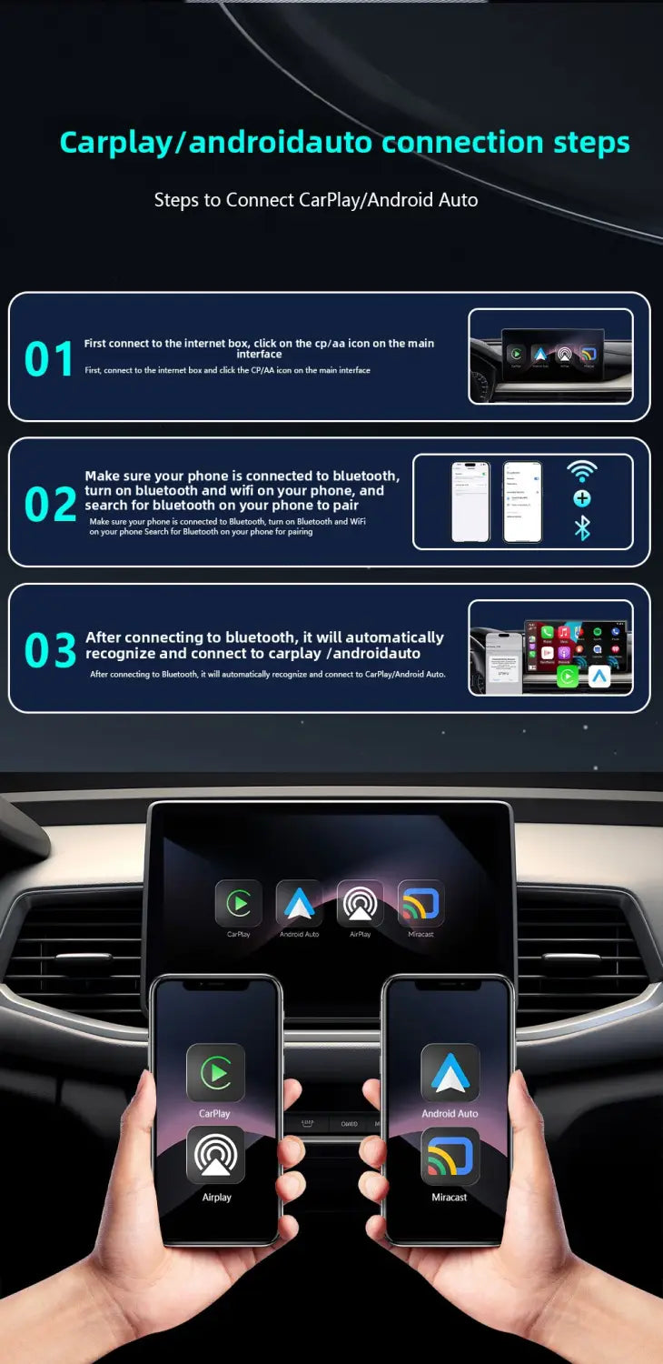 Wireless CarPlay & Android Auto Adapter 1080P USB Plug & Play Converter for iOS & Android