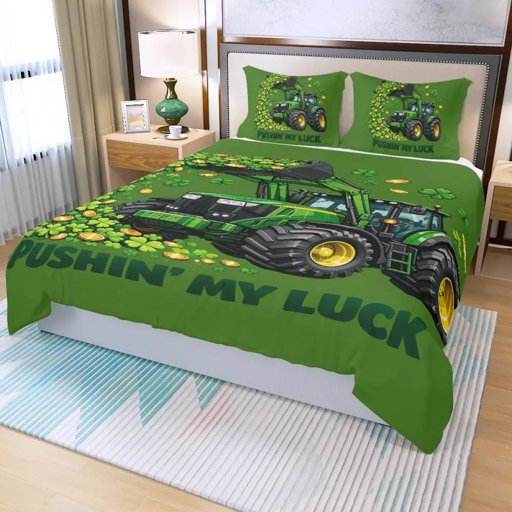 John Deere St Patricks Day Three Piece Duvet Bedding Set - St. Patrick’s Day