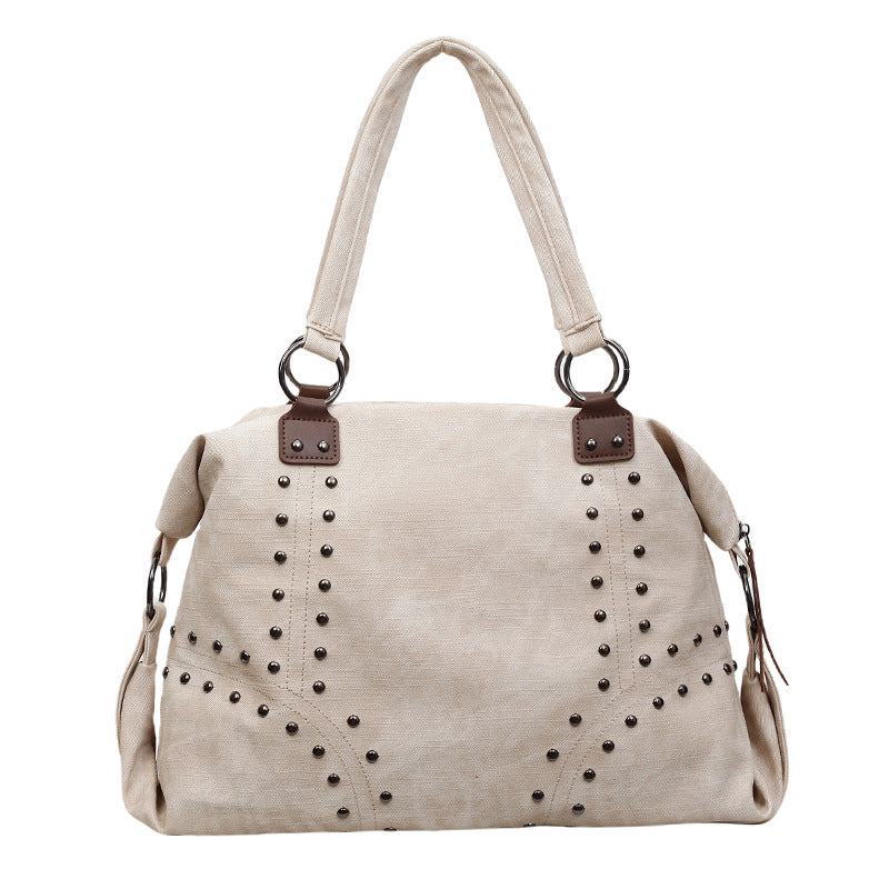 Rivet Tote Bag Large Capacity PU Shoulder Bag for Everyday Use