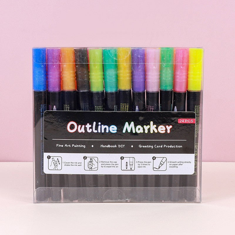 Dual-Tip Fluorescent Marker Set - 36 Vibrant Colors for Art, Journaling, and Highlighting