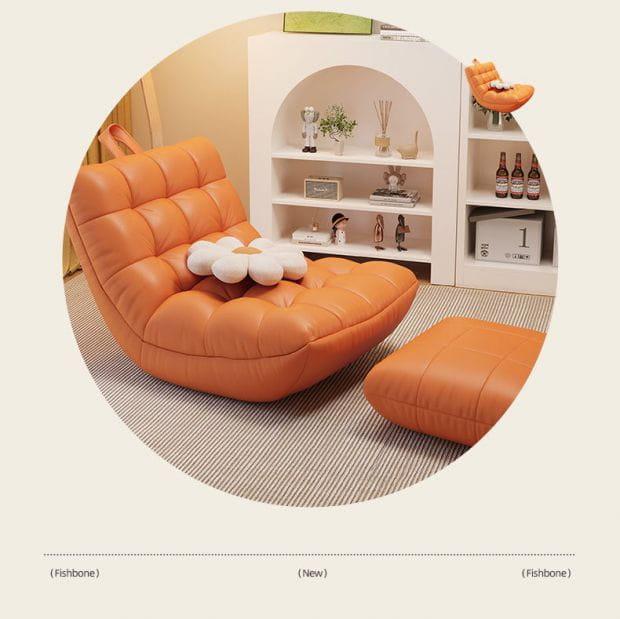 Modern Single Bean Bag Chair with High Elastic Foam - Multi-Functional Lounge Seat with Optional Footrest