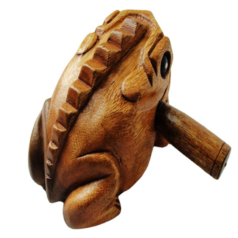 Handcrafted Thai Wooden Toad ? Mango Wood Souvenir with Chirping Sound and Cultural Charm