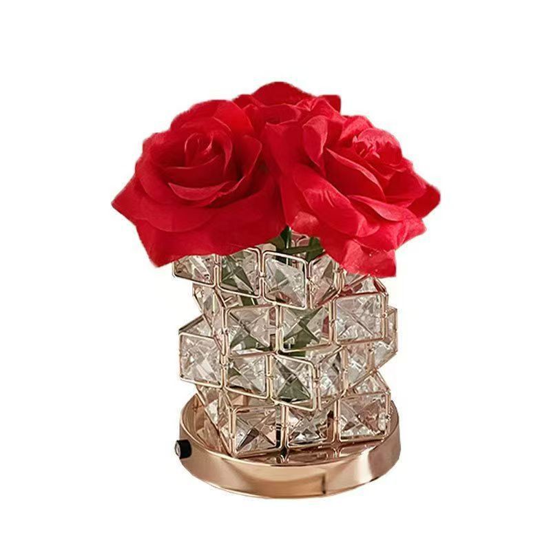 Warm Crystal Night Light with RGB Rose Atmosphere Lamp