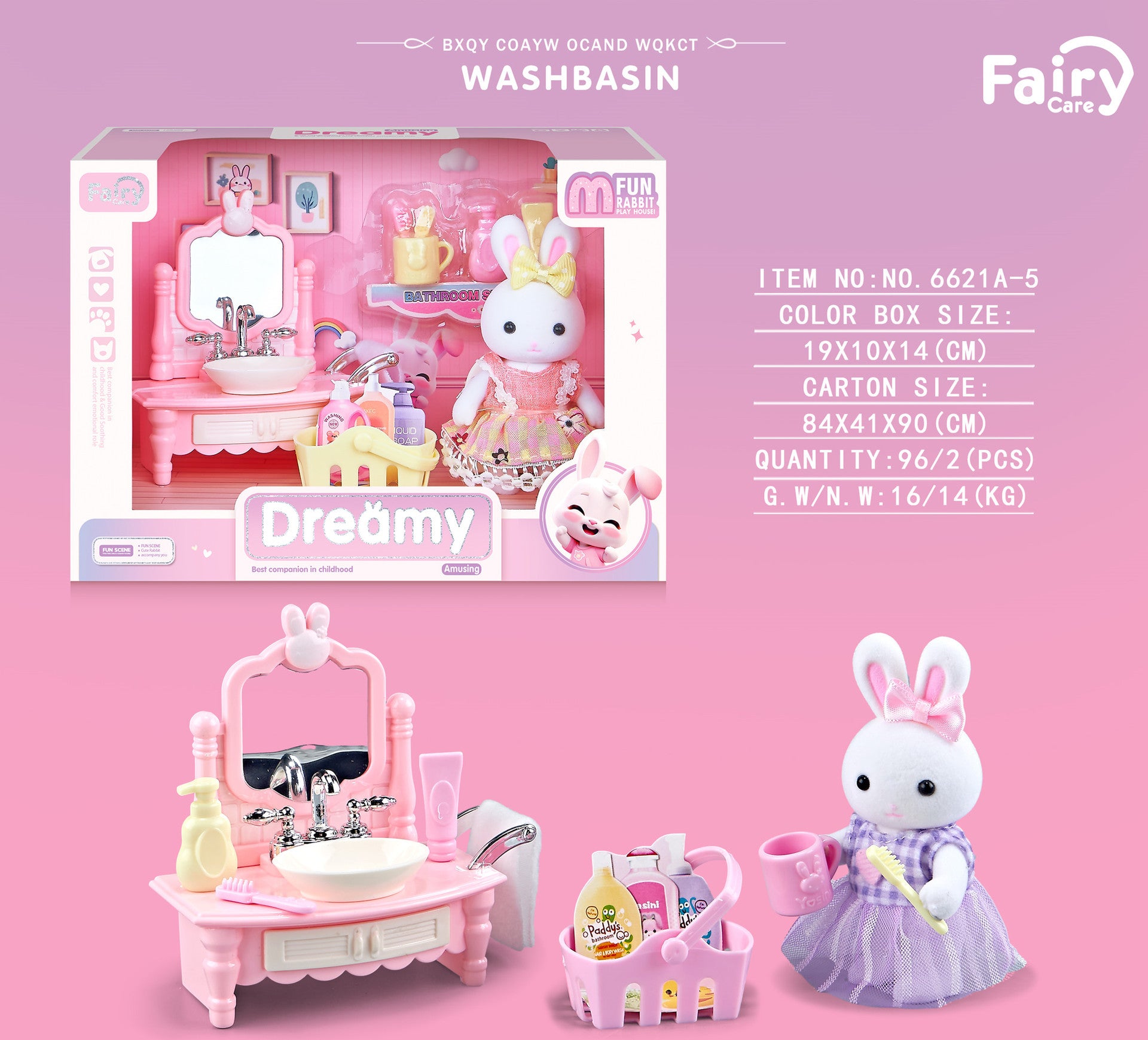 Rabbit-Themed Miniature Dressing Table Playset for Kids Imaginative Role-Play Toys