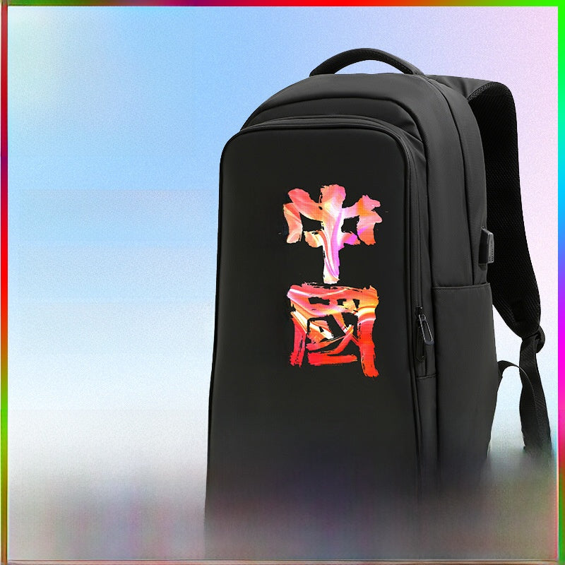 LED Display Backpack Waterproof Oxford Cloth, 20-35L High-Capacity Travel & Laptop Bag with Customizable Messaging