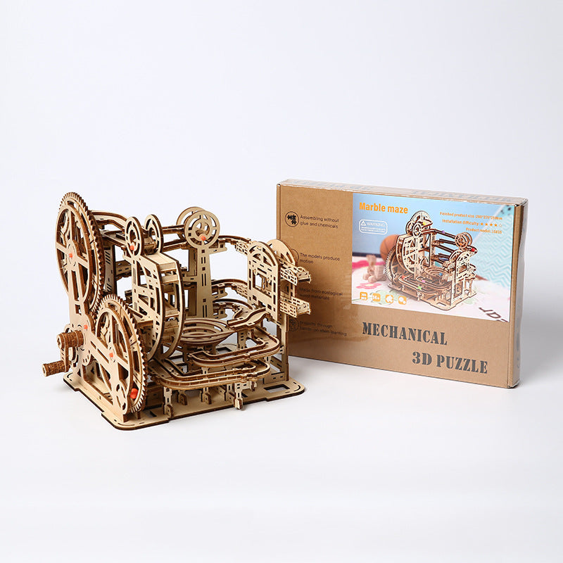 3D Wooden Marble Maze Puzzle DIY Educational Marble Run Assembly Toy for Kids