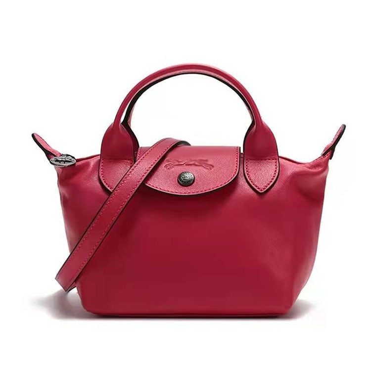 Lambskin Dumpling Shoulder Bag Small PU Leather Crossbody Handbag with Mobile and ID Pockets, Trendy Street Style